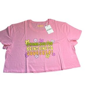 Show Me Your Mumu NWT Kindness Cropped XXL Graphic Pink Tee